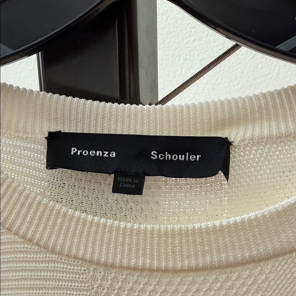 Proenza Schouler Rib Knit Cream Long Sleeve Midi Dress Sz M - Picture 2 of 11